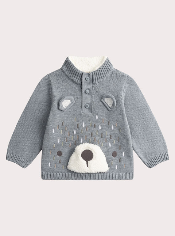 Blauer Pullover mit Bärenmotiv für Baby-Jungen VUPERPUL / 24WG10R1PULC202