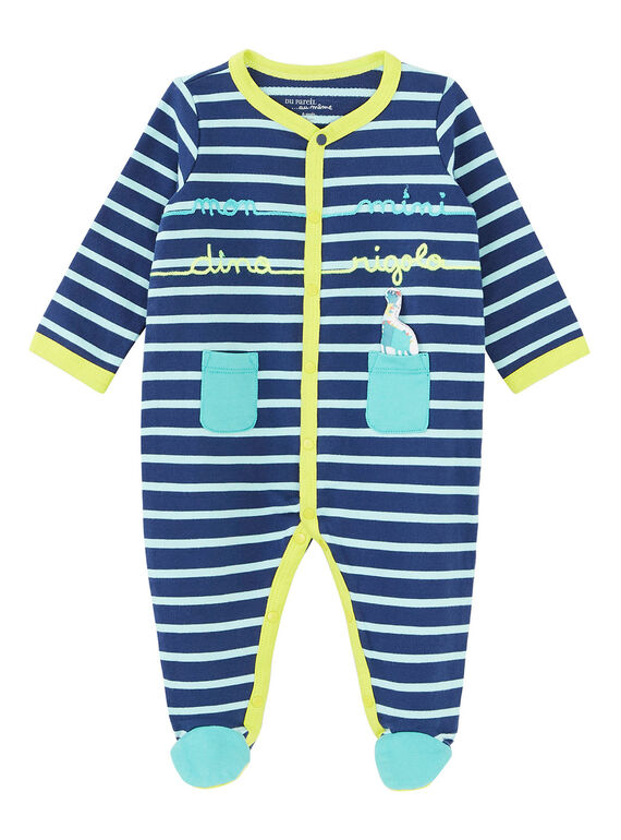 Blauer und türkisfarbener Babystrampler aus Molton JEGAGREDIN / 20SH14U3GREC230