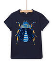 Mitternachtsblaues Käfer-T-Shirt mit Wendepailletten für Kinder Jungen NOSANTI5 / 22S902S3TMC705