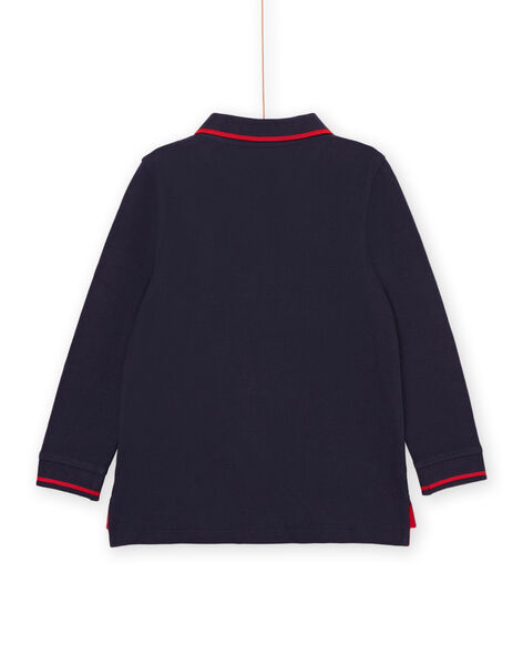 Marineblaues Poloshirt mit gesticktem Wolfskopf-Motiv POJOPOL1 / 22W902D4POL705
