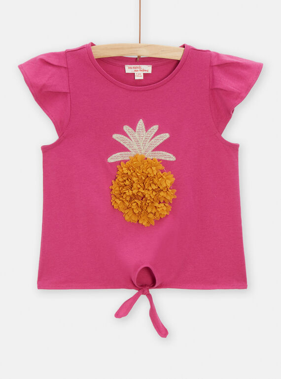 Rosa Mädchen-T-Shirt mit Ananas-Animation TALIDEB / 24S901T1DEB304
