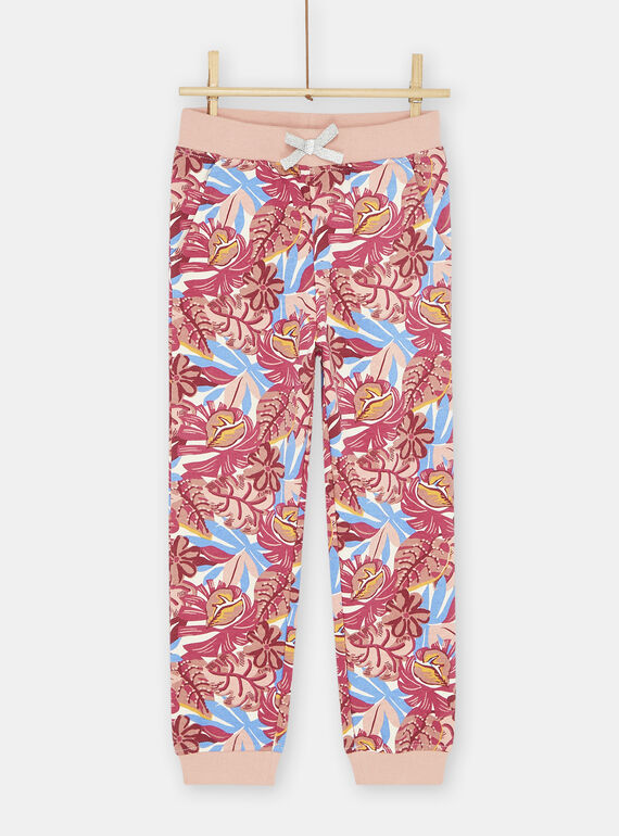 Rosa und blauer Jogginganzug mit Blumenmuster, Mädchen SAJOBAJOG3 / 23W901B2JGB003