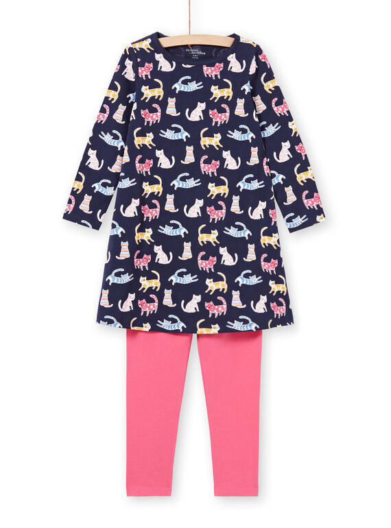 Mädchen marineblau und rosa Pyjama-Set mit Leggings MEFACHUCAT / 21WH1181CHN070