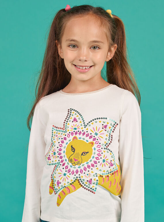 Mädchen-T-Shirt in Gelb und Ecru MATUTEE3 / 21W901K1TML001