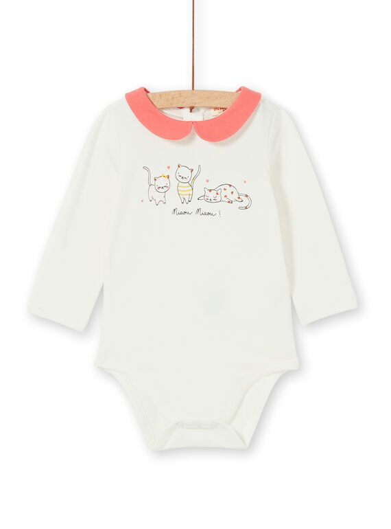 Weiß und Koralle Baumwolle Baby Mädchen Strampler LINAUBOD / 21SG09L1BOD001