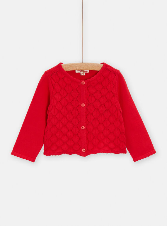 Rote Strickjacke mit Lochmuster für Baby-Mädchen TICLUCAR / 24SG09O1CARF505