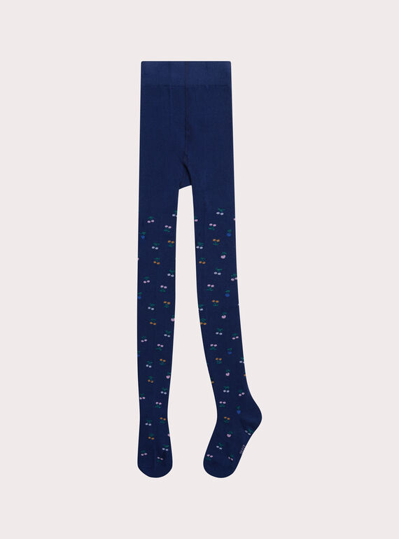 Strumpfhose, blau mit Kirschmotiven, Mädchen XYABLUCOL / 25WI01N1COL703