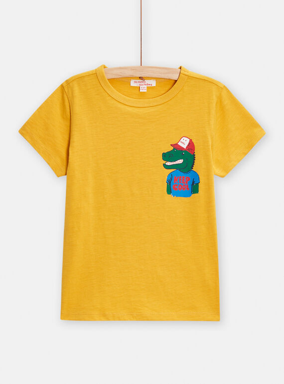 Gelbes T-Shirt mit Krokodilmuster für Jungen TOJOTI2 / 24S902B1TMC106