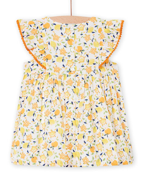 Baby Mädchen weißes und gelbes Kleid NIHOROB2 / 22SG09T2ROB000