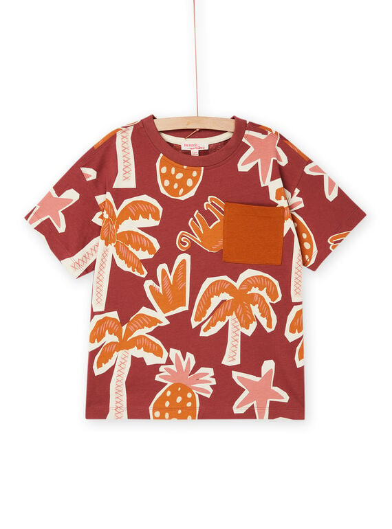 Pflaumenfarbenes T-Shirt mit Palmenprint ROSUMTI2 / 23S902Y2TMC709