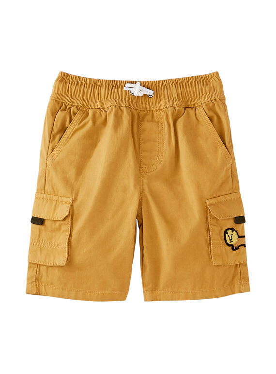 Pekannussfarbene Cargo-Bermudas für Jungen mit elastischem Hosenbund JODUBER1 / 20S902O4BERI821