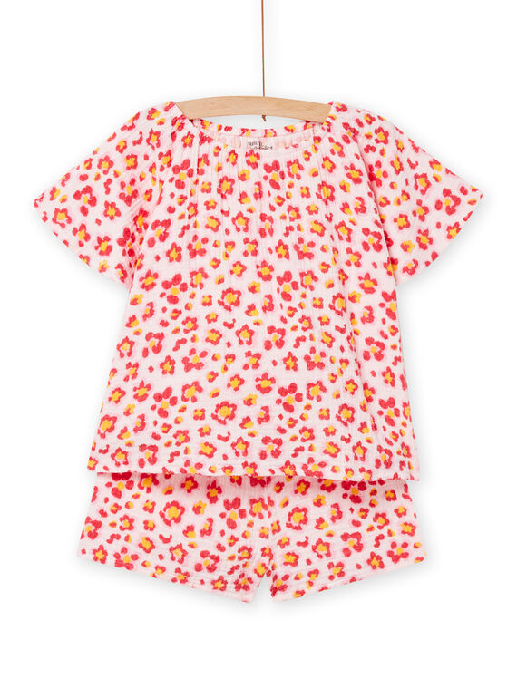Rosa und gelber Pyjama Kind Mädchen NEFAPYJFLO / 22SH11H5PYJ321