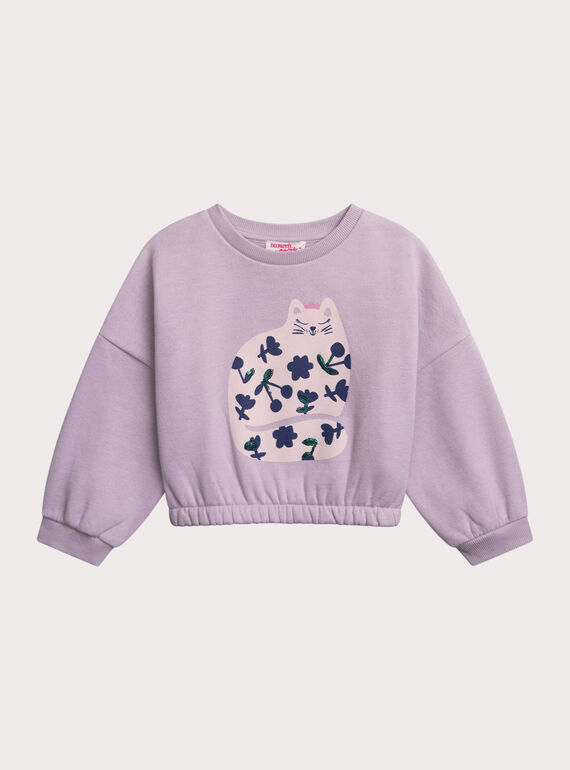Sweatshirt, violett mit Katzenanimation, Mädchen XABLUSWEA2 / 25W901N1SWEH707