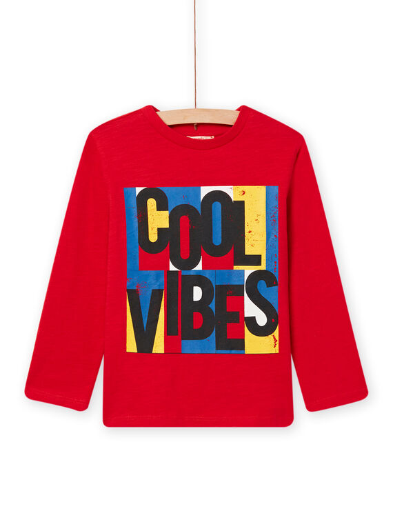 Rotes T-Shirt mit grafischem Motiv Cool Vibes Kind, Jungen NOJOTEE2 / 22S90273TML050
