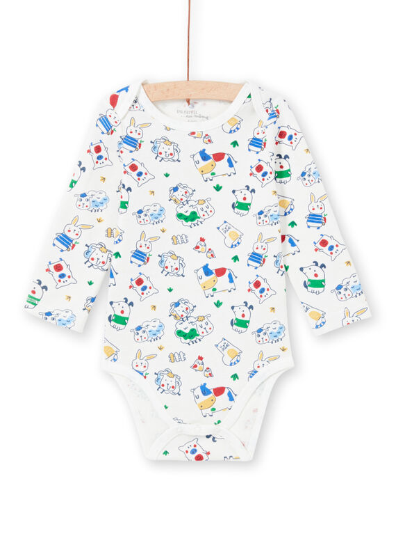 Baby-Jungen-Langarm-Body mit Tier-Print MEGABODFER / 21WH14B8BDL001