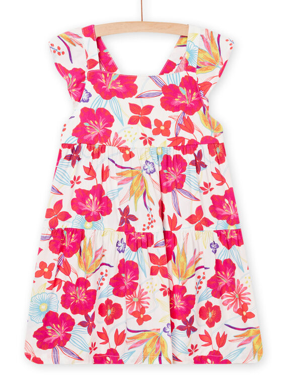 Weißes Kleid mit Blumendruck für Kind Mädchen NAJOROB5 / 22S901C6ROB000