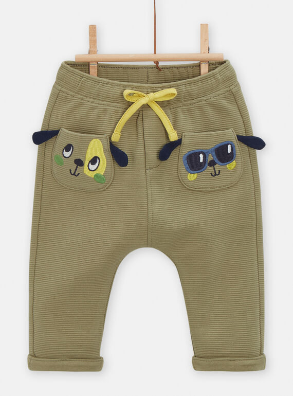 Khakifarbene Hose mit Hundemotiv für Baby-Jungen VUGAPAN2 / 24WG1011PANG608