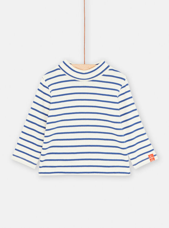 Cremefarbener und blauer Unterziehpullover mit Stehkragen für Baby-Jungen SUJOSOUP1 / 23WG10N4SPLA002