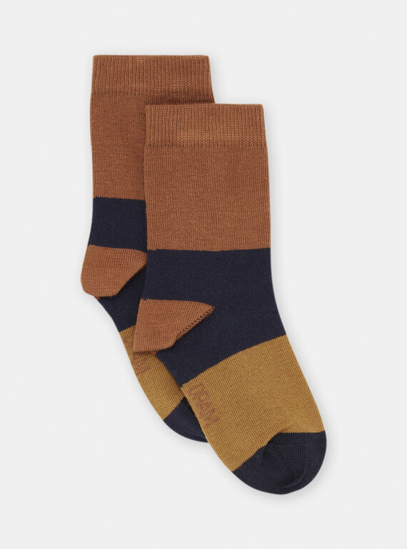 Zimtfarbene Socken mit Streifenmuster SYOJOCHOC2 / 23WI02M1SOQ809