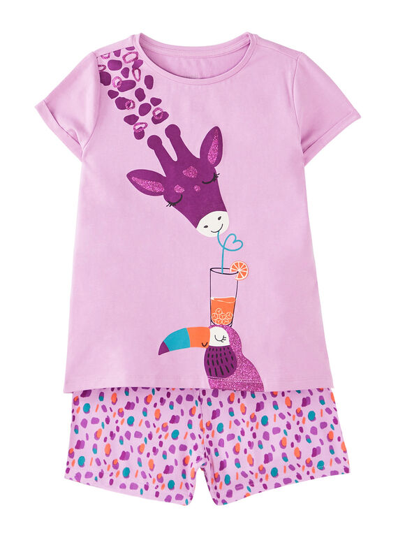 Violetter Kinder-Kurzpyjama für Mädchen JEFAPYJ3 / 20SH11U1PYJ326