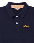 Mitternachtsblaues Poloshirt für Kinder Junge mit Hai-Stickerei NOJOPOL1 / 22S90264POL705