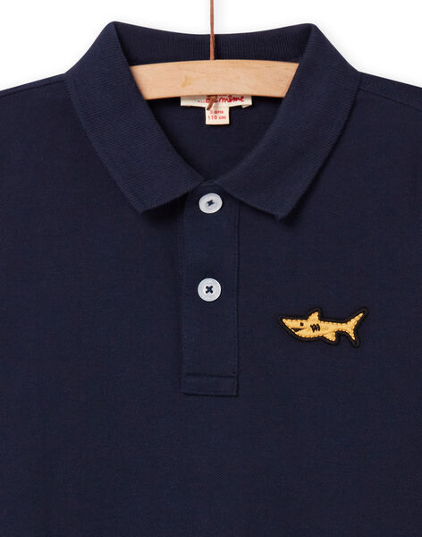Mitternachtsblaues Poloshirt für Kinder Junge mit Hai-Stickerei NOJOPOL1 / 22S90264POL705