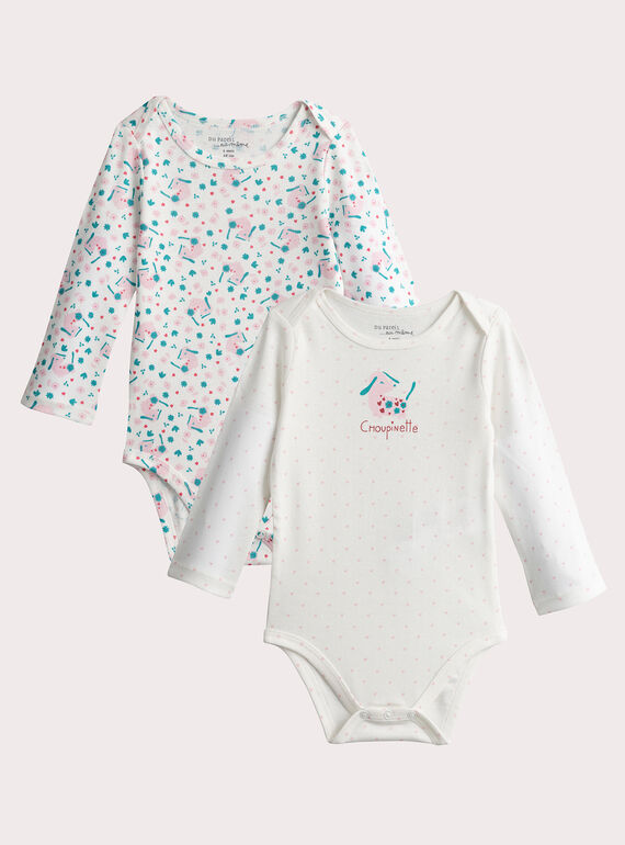 2er Set Langarm-Bodys mit Print für Baby Mädchen  VEFIBODDOG / 24WH1381BDL001