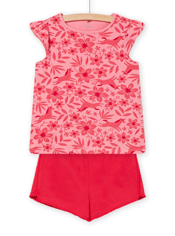 Pyjama-Set für Kind Mädchen mit rosa und geblümtem Einhornmuster NEFAPYJUNI / 22SH11H9PYJD305