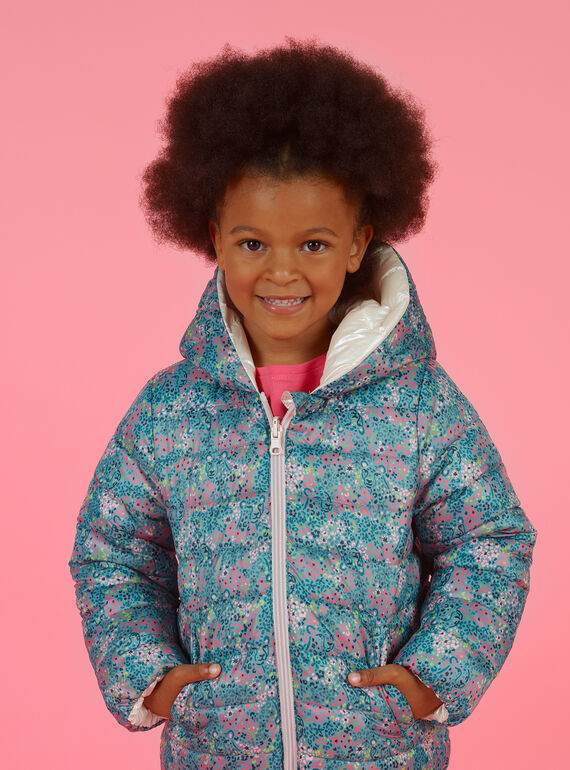 Wendekapuzenjacke für Mädchen mit Blumendruck MAKADOUNE / 21W90152D3E612
