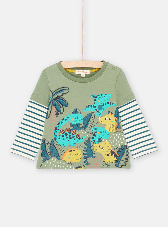 T-Shirt für Baby-Jungen in lindgrün mit Dinosaurier-Motiv SUVERTEE2 / 23WG10J2TMLG619