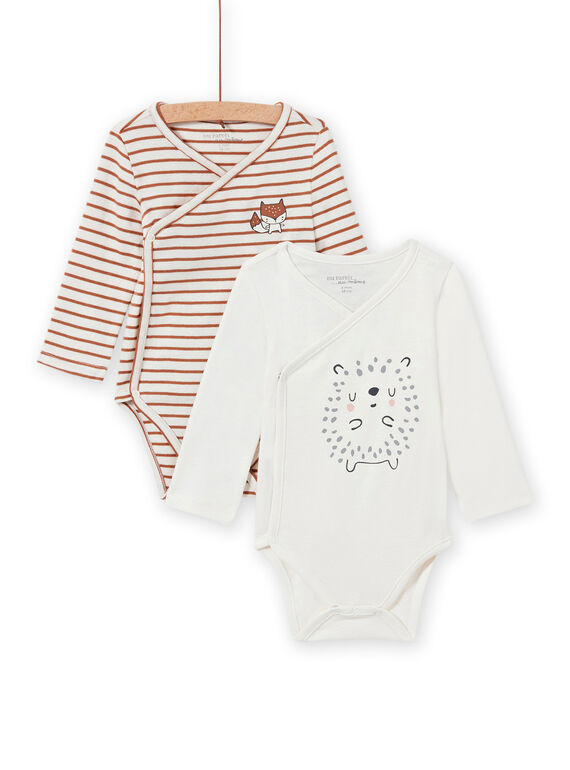 Baby-Mädchen-Set mit 2 langärmeligen, doppelreihigen Bodys mit Igelmotiv MOU2BOD2 / 21WF04D1BOD001