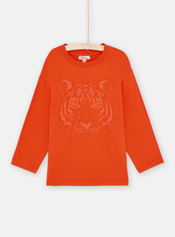 T-Shirt, orange, mit Tigermotiv, Jungen SOJOTIEP2 / 23W902G1TMLE410