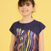 Marineblaues T-Shirt mit bunter Zebra-Animation Kind Mädchen