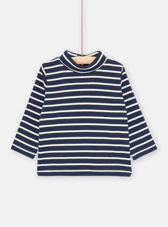 Neptunblau und weißer Unterziehpullover mit Stehkragen für Baby-Jungen SUJOSOUP2 / 23WG10N3SPL622