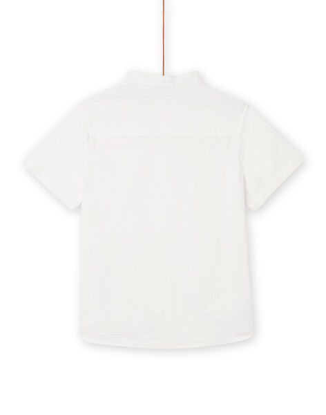 Kurzärmeliges Mao-Kragenhemd für Kind Junge in Ecru NOSOSHIRT / 22S902Q1CHM000