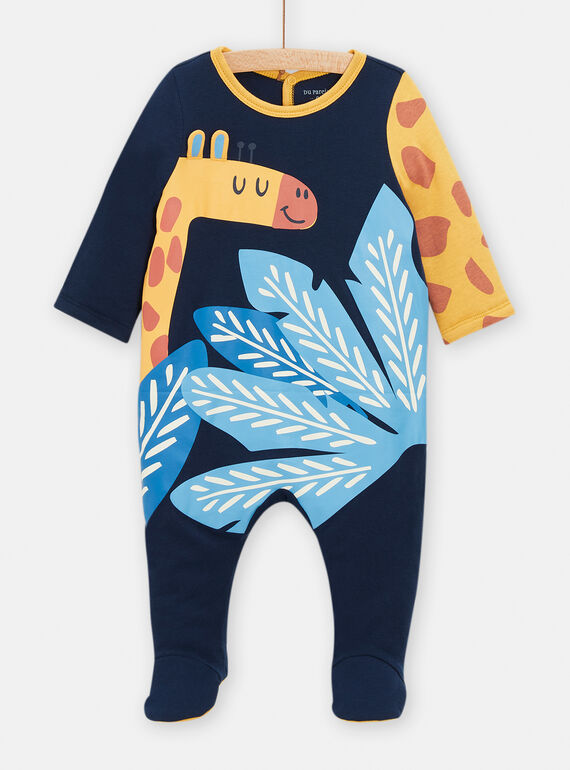 Dunkelblauer Schlafanzug mit Giraffenmuster für Baby-Jungen TEGAGREGIR / 24SH1446GRE705