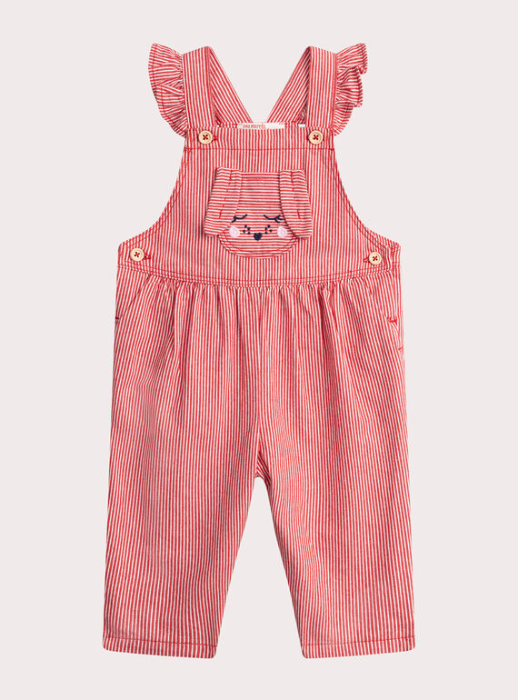 Gestreifte, rote Latzhose für Baby-Mädchen WIKASAL / 25SG0932CBLA001