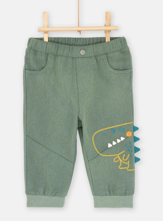 Lindgrüne Hose mit Fischgrätenmuster für Baby-Jungen SUVERPAN1 / 23WG10J2PANG619