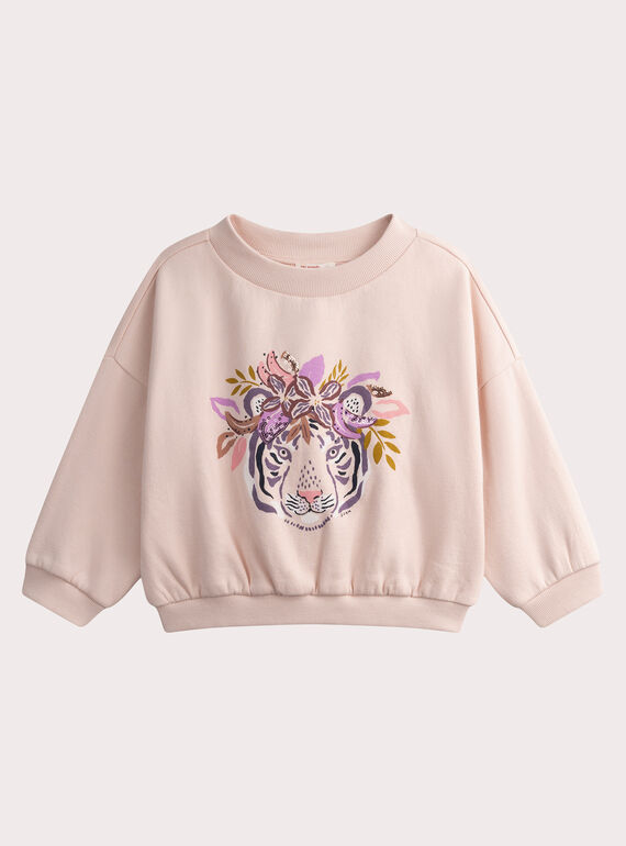 Sweatshirt in Zartrosa mit Tiger-Motiv WALANSWEA / 25S90141SWED319