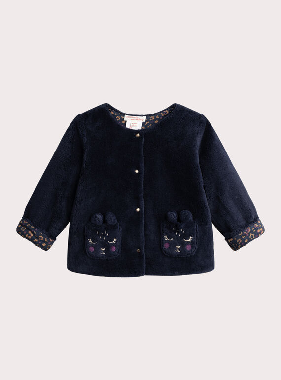 Dunkelblaue wendbare Strickjacke Kleinkind Mädchen VIKOCAR3 / 24WG0933CARC205