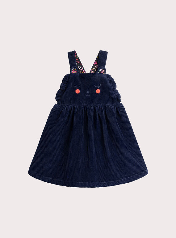 Mitternachtsblaues Kleid aus Samt für Baby Mädchen  VIROROB2 / 24WG09P2ROB070