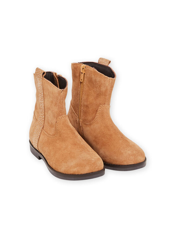 Kamelfarbene Lederstiefel Kind Mädchen MABOOTWESTERN / 21XK3575D0D804