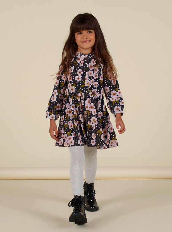Kind Mädchen Cordkleid mit Tupfen- und Blumenmuster MAHIROB1 / 21W901U3ROBJ905