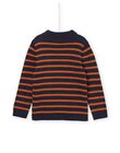 Nachtblauer Pullover mit senfgelben Streifen POJOPUL2 / 22W902D2PUL705