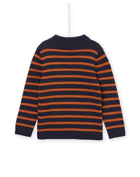 Nachtblauer Pullover mit senfgelben Streifen POJOPUL2 / 22W902D2PUL705