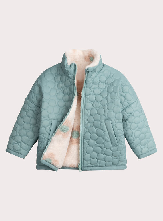 Umkehrbare Daunenjacke aus Sherpa mit Blumendruck für Mädchen  VANEWDOUNE / 24W901E3D3E622