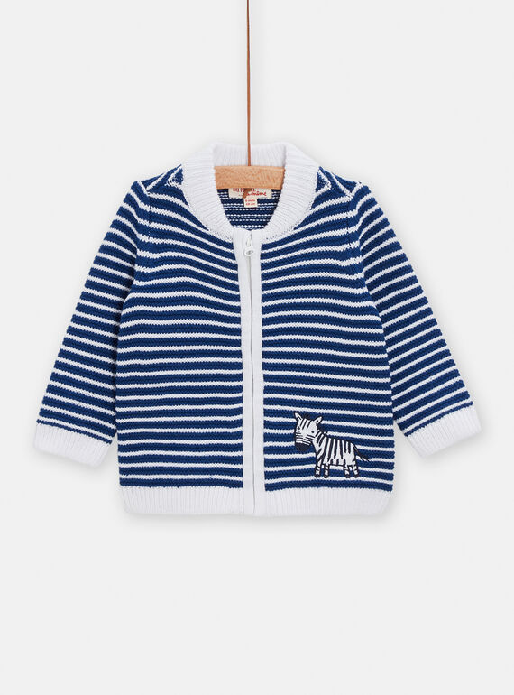 Babystrickjacke mit Streifen für Jungen in Marineblau TUPOGIL / 24SG10M1GIL070