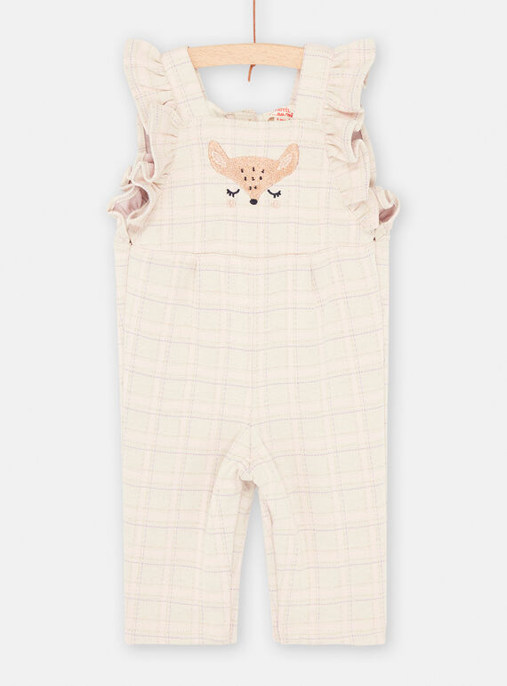 Ecrufarbener Overall mit Karomuster für Baby-Mädchen SIKHOCOMB / 23WG09Q1CBL001