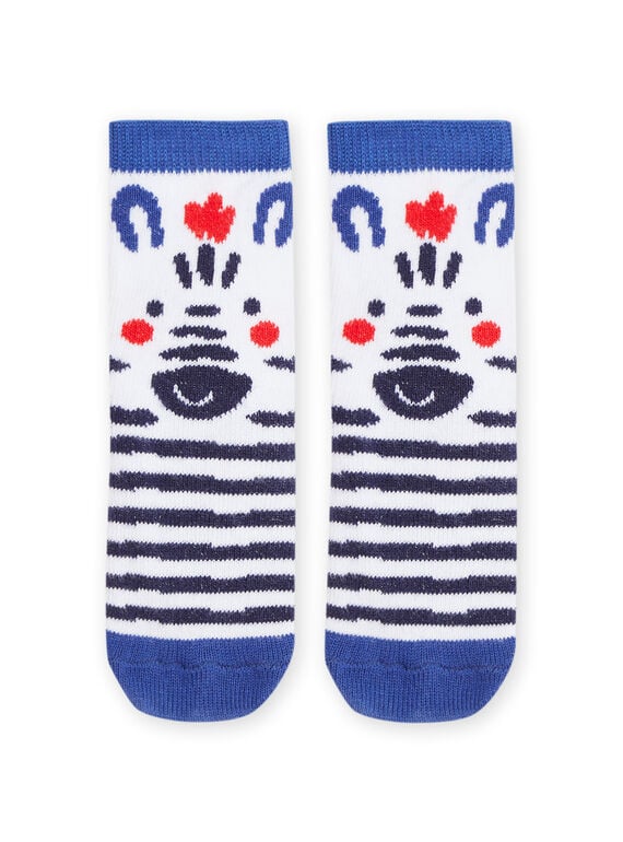 Weiße Socken mit Zebramuster RYUNAUCHO1 / 23SI1078SOQ000