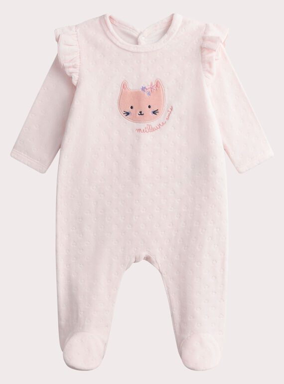 Baby-Strampler aus rosa Samt für Mädchen WEFIGRECHA / 25SH1391GRE318